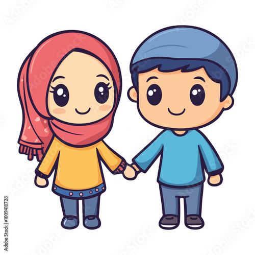 Cute Muslim child Flat illustration