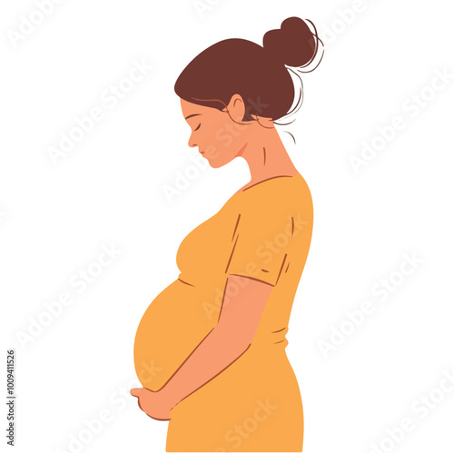 PPregnant woman flat style illustration white background isolated pastel colors postcard motherrint