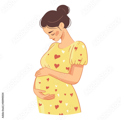 PPregnant woman flat style illustration white background isolated pastel colors postcard motherrint