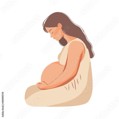 PPregnant woman flat style illustration white background isolated pastel colors postcard motherrint