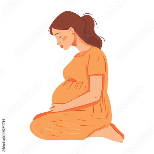 PPregnant woman flat style illustration white background isolated pastel colors postcard motherrint