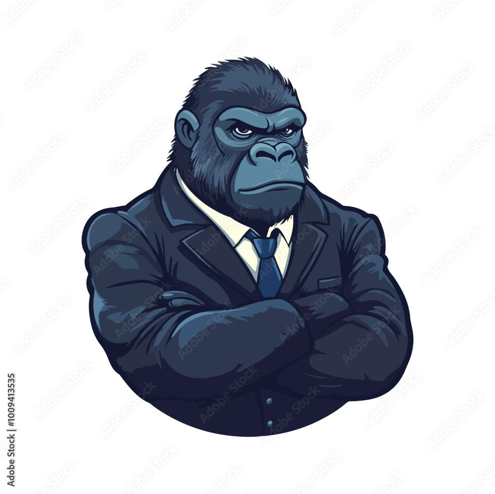 A monkey with a Suit flat illustration A monkey with a Suit flat illustration
