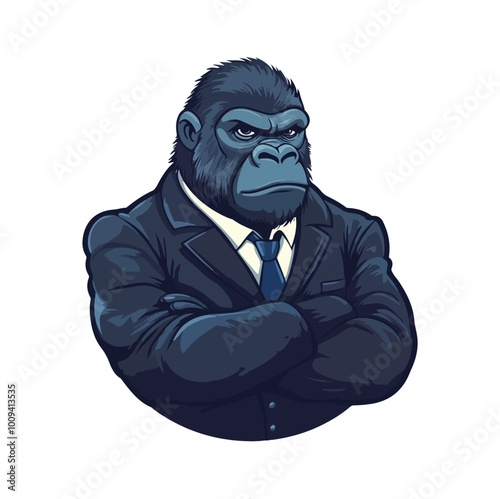 A monkey with a Suit flat illustration