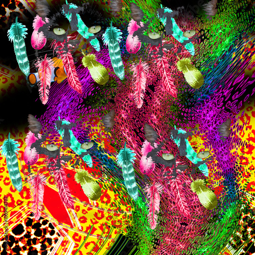 Colorful background print designs with graphics and leopard print