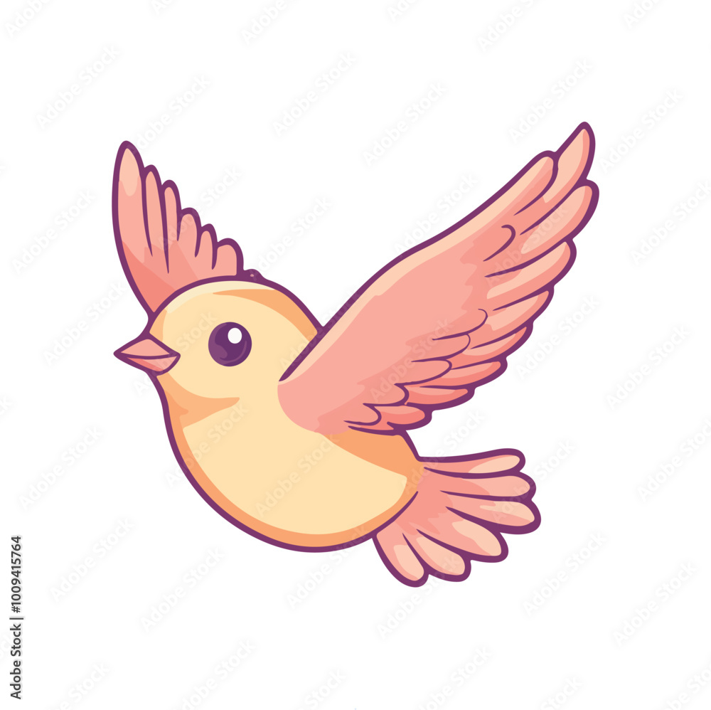Obraz premium cute beautiful bird flying flat illustration