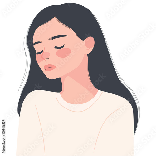 Woman feeling sad Flat illustration on white background