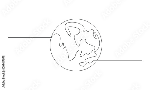 Vector continuous one simple single abstract line drawing of world map isolated on a white background