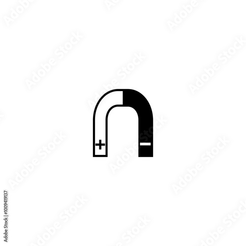 Magnet icon isolated on white background. Horseshoe magnet, magnetism isolated on white background.