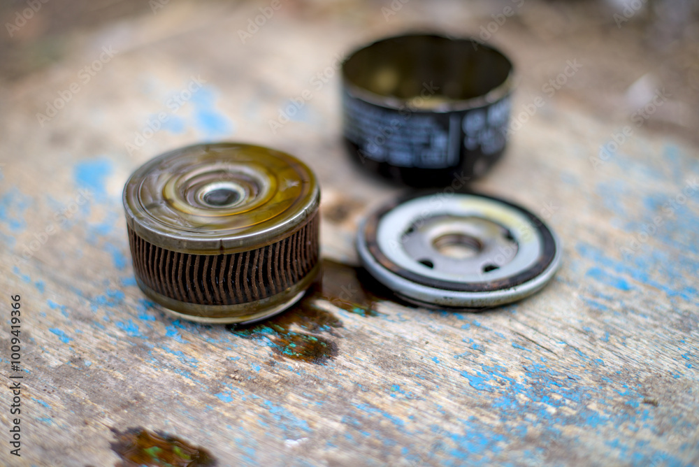 Photo of disassembled oil filter