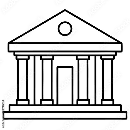 bank building outline coloring book page line art drawing