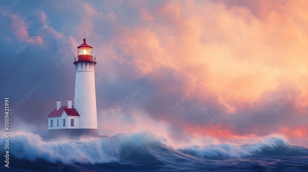 Majestic lighthouse on the coast. Generative ai