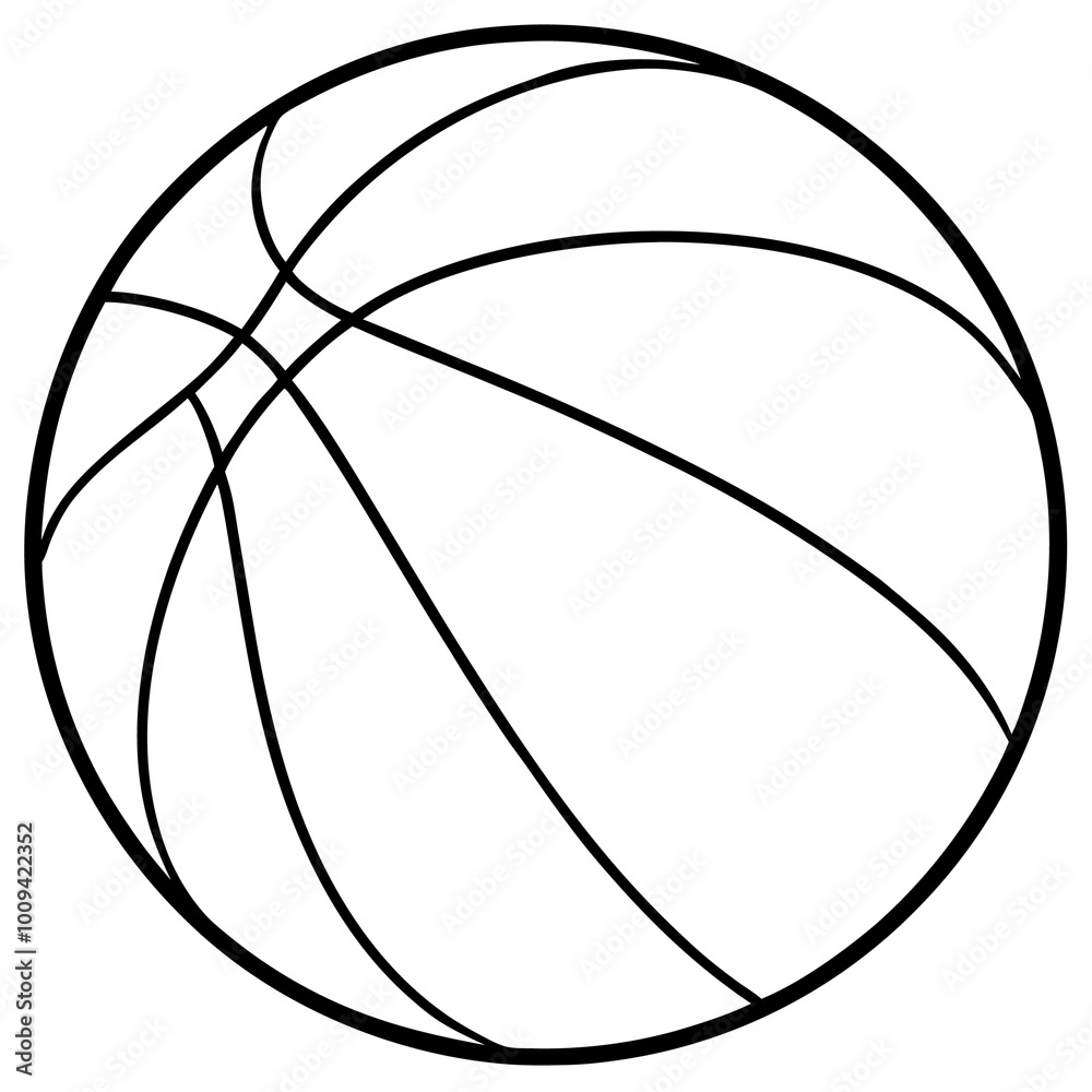 Fototapeta premium basketball ball outline coloring book page line art drawing
