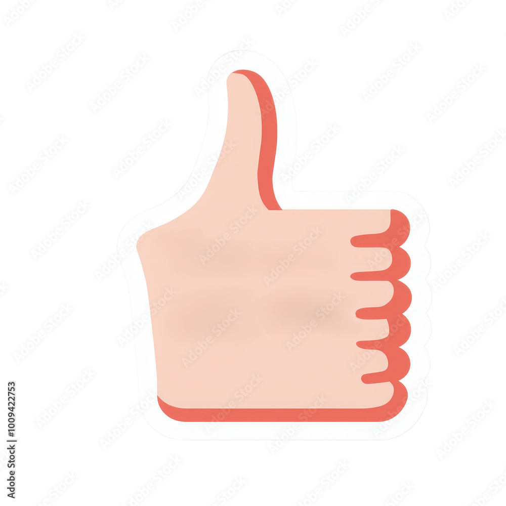 Thumbs up gesture, positive sign on white isolated background.