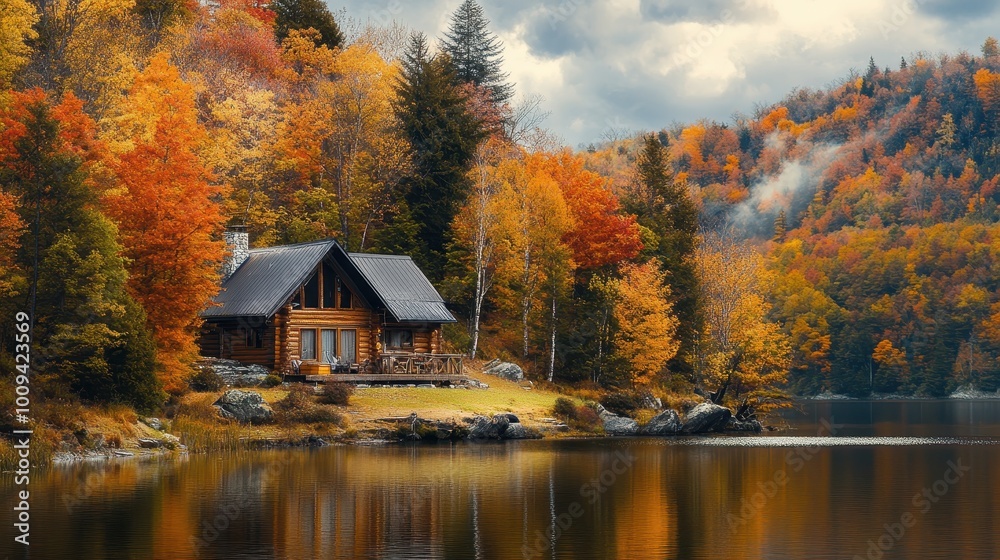 Secluded Autumn Cabin Retreat in the Mountains Secluded Autumn Cabin Retreat in the Mountains