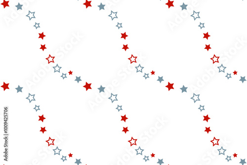 Seamless isolated vector pattern ribbons stars waves colorfull gray red Diagonal wavy lines background Textile children's design scrapbooking wrapping paper cardmaking decoration bed linen Typography