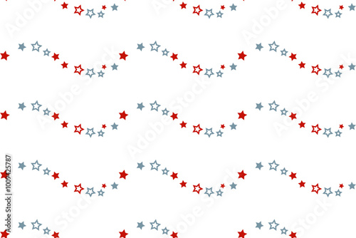 66patteSeamless isolated vector pattern ribbons stars colorfull gray red Wavy star lines background Textile children's design scrapbooking wrapping paper cardmaking decoration bed linen Typography