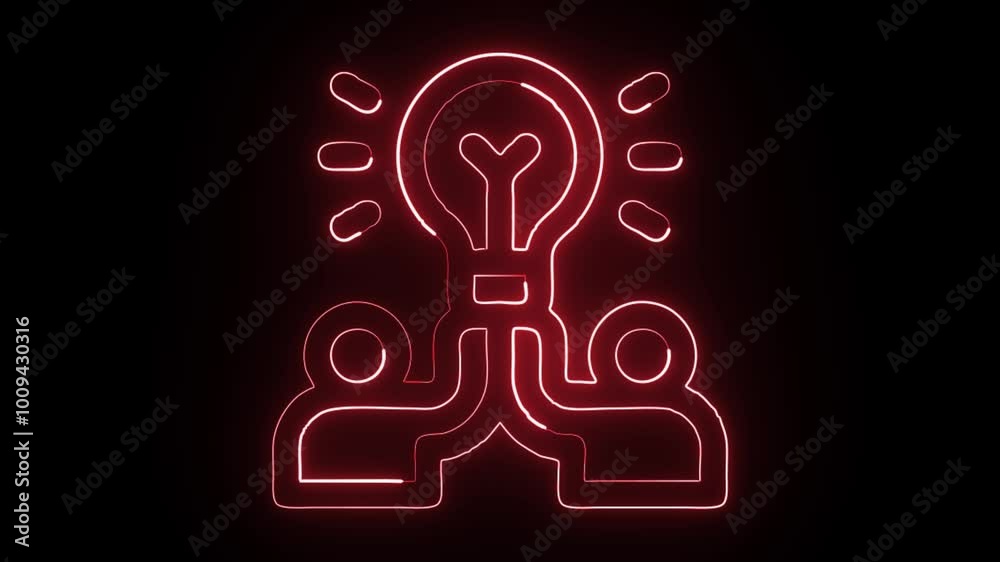 Glowing Neon Partner Icon Isolated on Black Background. HD Video Motion Graphic Animation Glowing Neon Partner Icon Isolated on Black Background. HD Video Motion Graphic Animation
