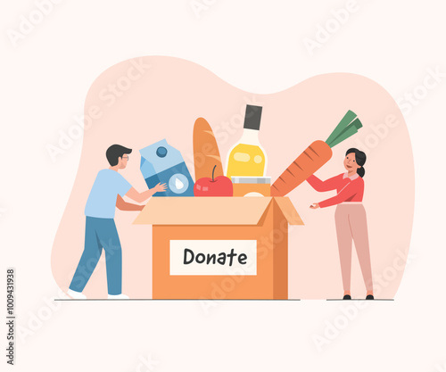 male and female holding donation boxes, Volunteering, Charity concept