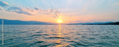 Tranquil Sunset over Rippling Water.