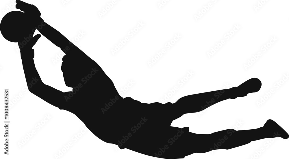 Silhouette Of Goalkeeper Jumping Silhouette Of Goalkeeper Jumping