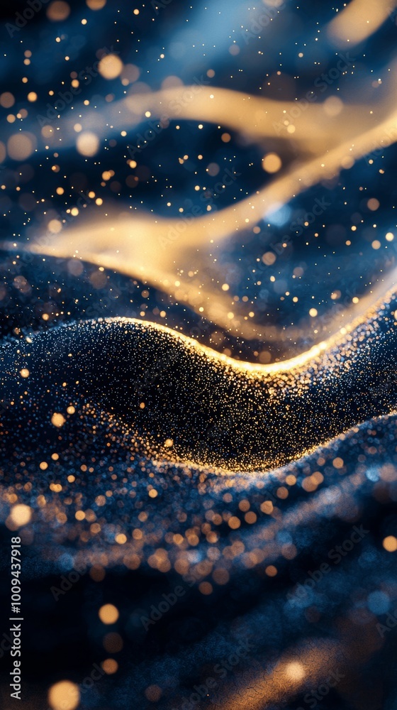 Deep blue space, illusion, flowing light, golden sand, golden thread, sense of technology, luxury, depth of field, surrealism Deep blue space, illusion, flowing light, golden sand, golden thread, sense of technology, luxury, depth of field, surrealism