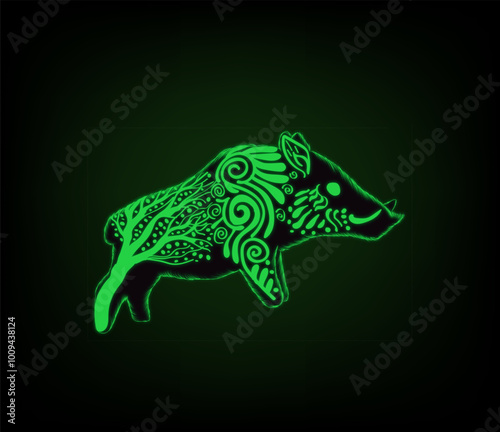 The luminous boar in the night
