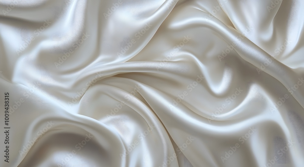 White satin fabric, an elegant and luxurious background. White silk texture. White cloth background. White silk satin fabric with soft folds, premium quality waves White satin fabric, an elegant and luxurious background. White silk texture. White cloth background. White silk satin fabric with soft folds, premium quality waves