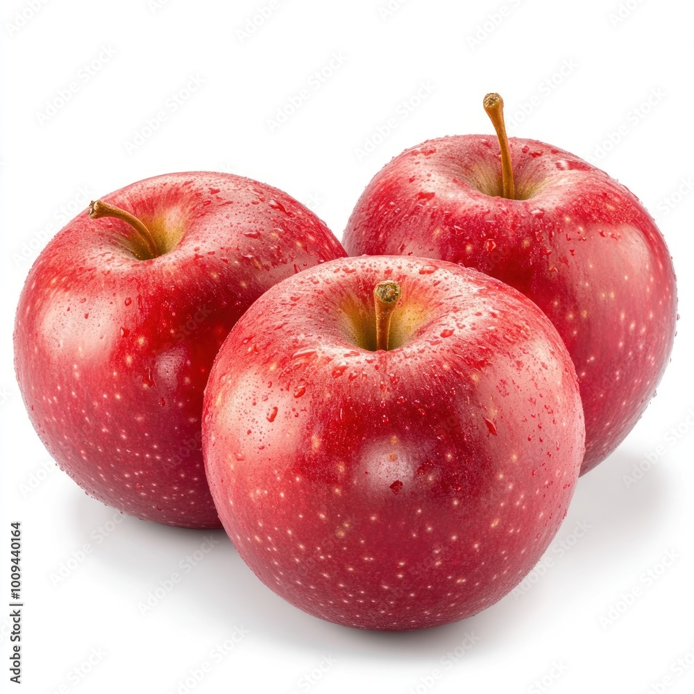 3 red Fuji apples fruit droplets produce. 3 red Fuji apples fruit droplets produce.