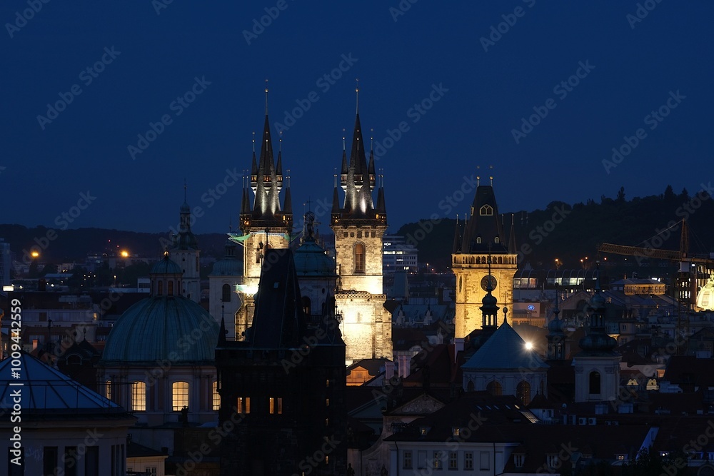 Beautiful scenery of Old Town of Prague by night Beautiful scenery of Old Town of Prague by night