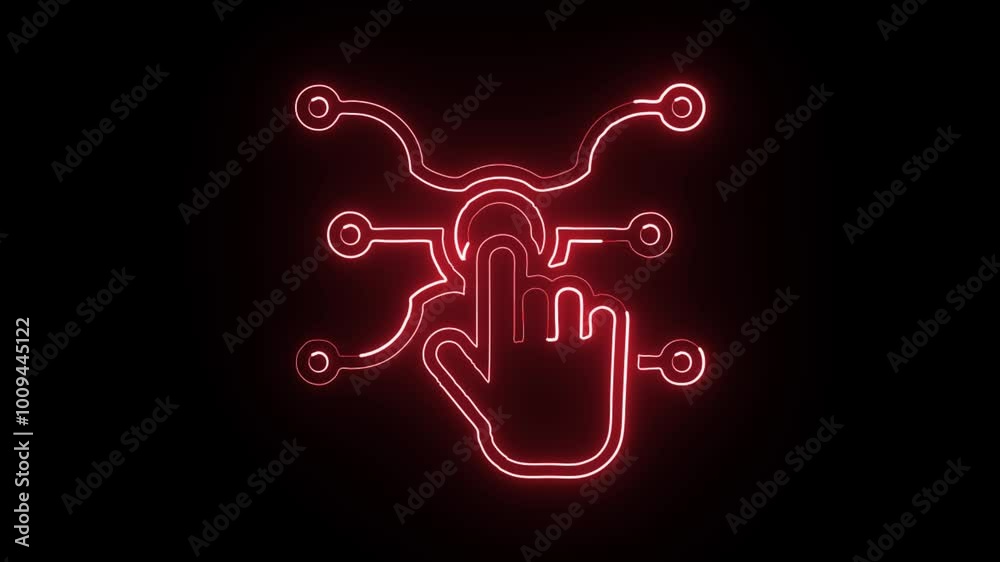 Glowing Neon Technology Icon Isolated on Black Background. HD Video Motion Graphic Animation Glowing Neon Technology Icon Isolated on Black Background. HD Video Motion Graphic Animation