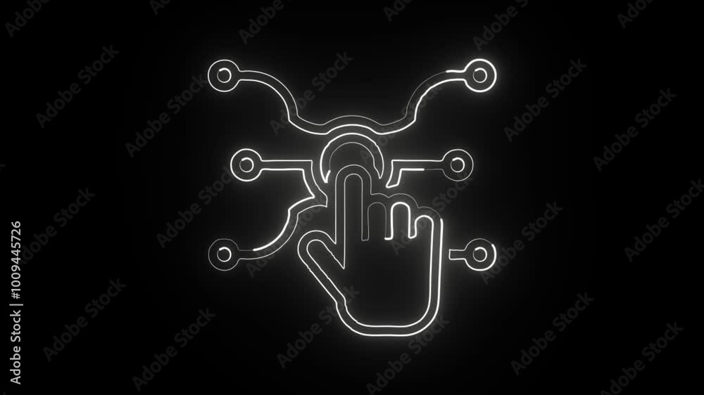 Glowing Neon Technology Icon Isolated on Black Background. HD Video Motion Graphic Animation Glowing Neon Technology Icon Isolated on Black Background. HD Video Motion Graphic Animation