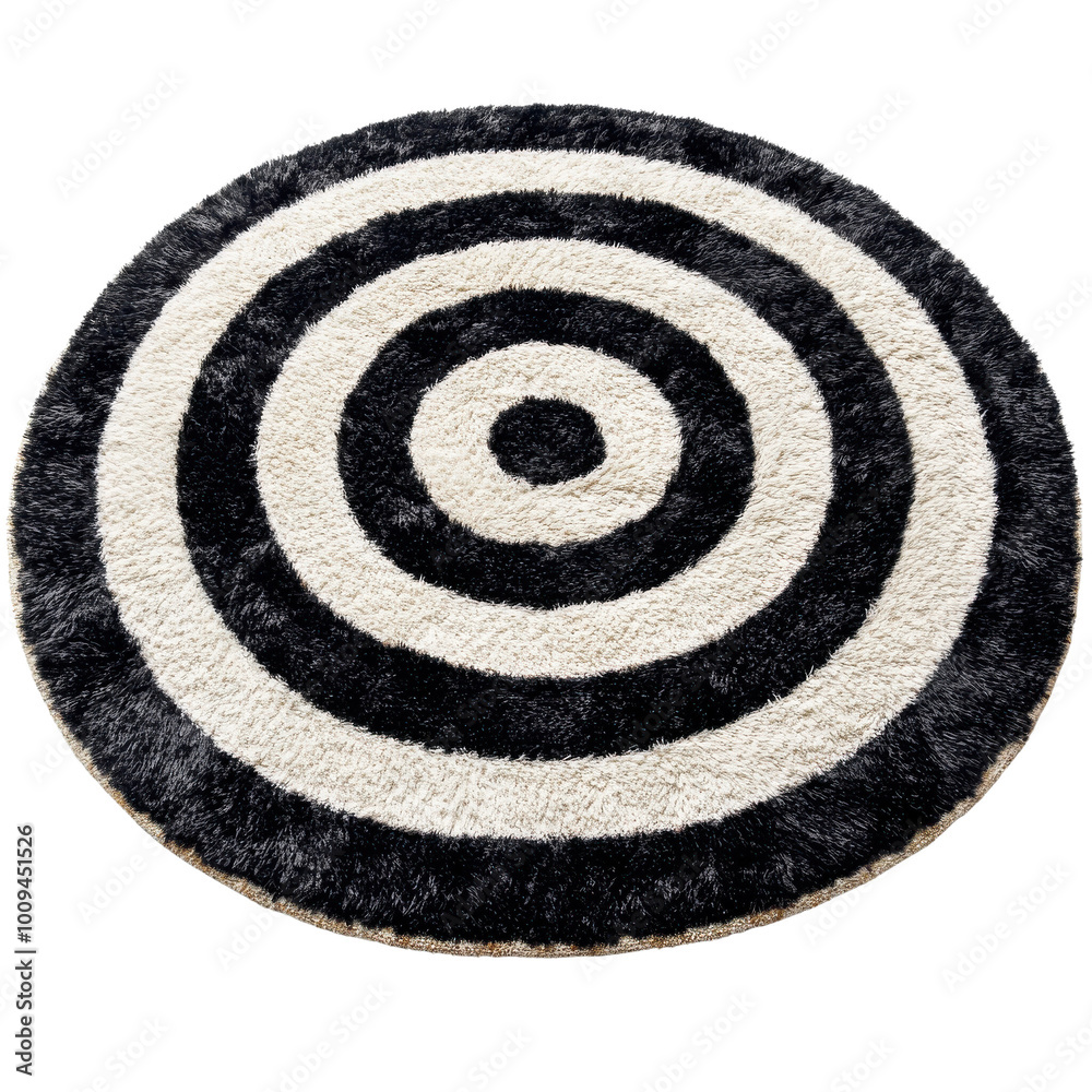 Naklejka premium Stylish round rug with black and white pattern transparent background