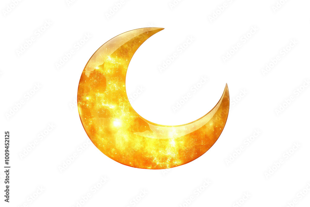 Glowing crescent moon, white isolate background transparent background Glowing crescent moon, white isolate background transparent background