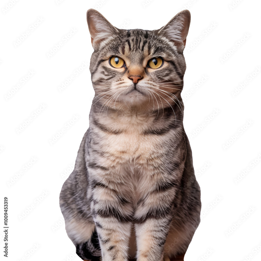 A grey cat isolated on white background with quiet expression | Pets & Animals A grey cat isolated on white background with quiet expression | Pets & Animals