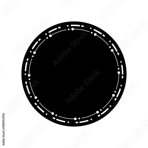 Modern Black Badge Round Frame Isolated. Vector Illustration