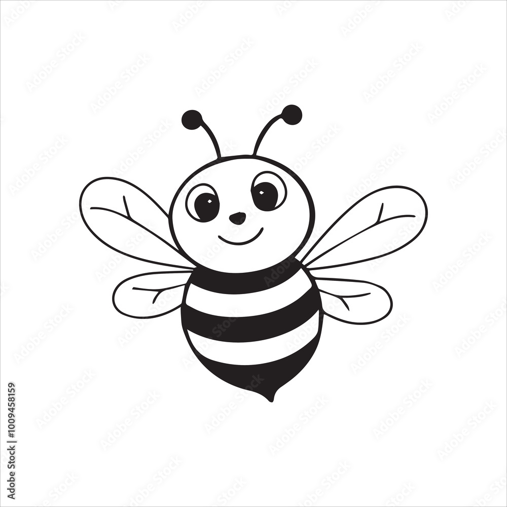 Fototapeta premium black and white Benny the Bumblebee vector a cute and white background 