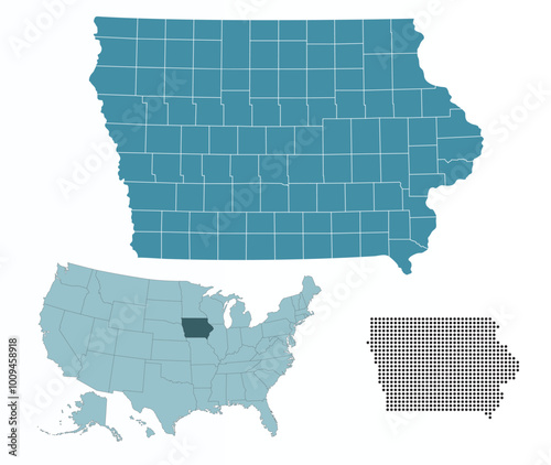 Set maps of Iowa state photo