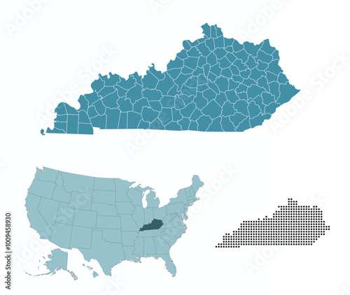 Set maps of Kentucky state