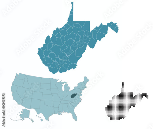Set maps of West Virginia state