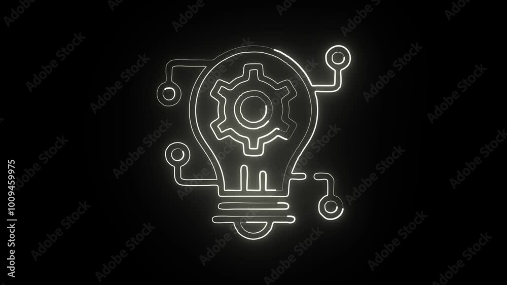 Glowing Neon Digital Light Icon Isolated on Black Background. HD Video Motion Graphic Animation Glowing Neon Digital Light Icon Isolated on Black Background. HD Video Motion Graphic Animation