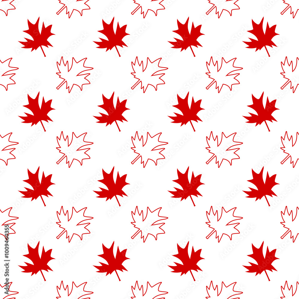 Red maple leaves pattern background. Vector illustration Red maple leaves pattern background. Vector illustration