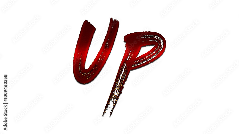 3D blood red word design of Up on white background. 3D blood red word design of Up on white background.