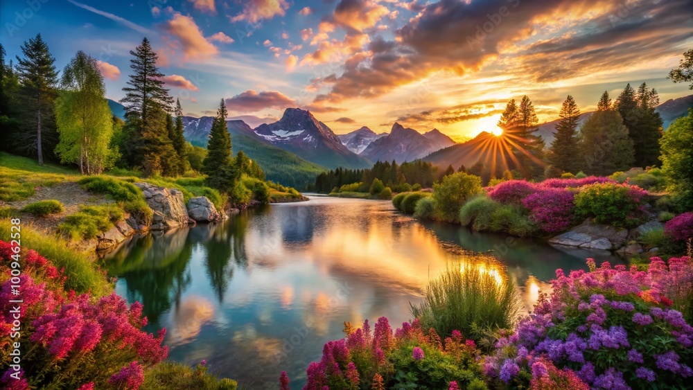 Fototapeta premium Serene Landscapes and Vibrant Flora Captured in Stunning Nature Photography for Every Occasion