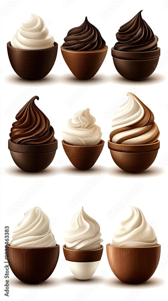 Different angles of smooth, creamy sour cream presented in stylish bowls, highlighting its rich texture and glossy appearance on a clean white background