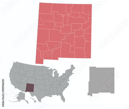 Map of New Mexico state in the colors of the Republican Party