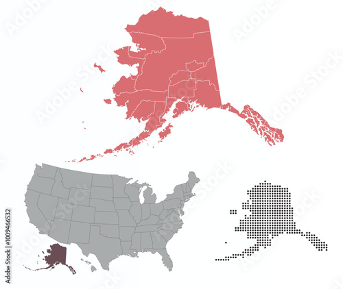 Map of Alaska state in the colors of the Republican Party