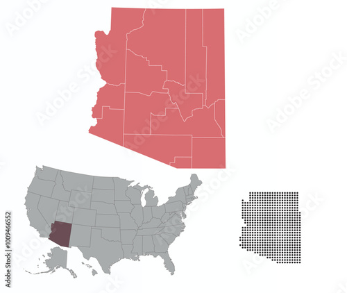 Map of Arizona state in the colors of the Republican Party photo