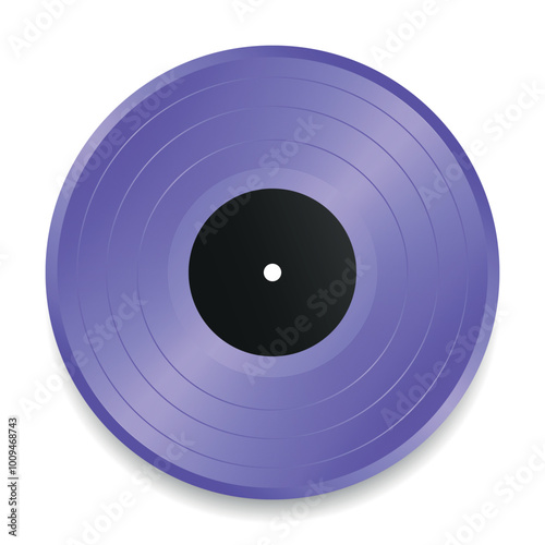 Realistic purple vinyl record isolated on white background. Music vinyl disk. Vector illustration
