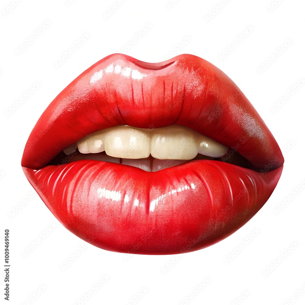 © Оля Храпан - close-up of painted red lips, in a slight half-smile, isolated on a white background © Оля Храпан - close-up of painted red lips, in a slight half-smile, isolated on a white background