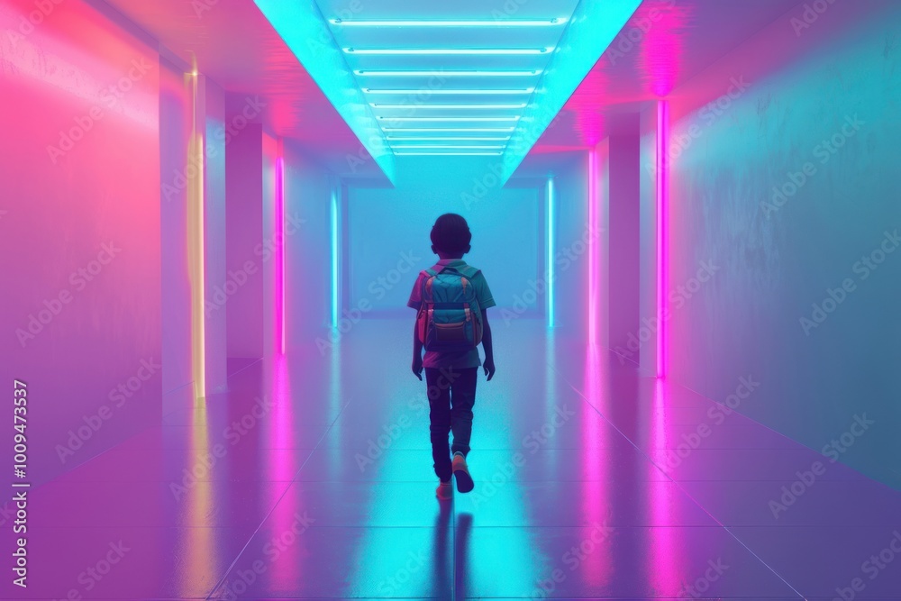 Back to school poster kid backpack walking. Back to school poster kid backpack walking.
